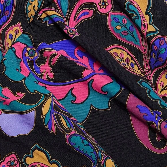 Johnny Was Fatima Wrap Skirt One Piece Swimsuit Black Paisley XL NWT Boho Luxury - Picture 4 of 10